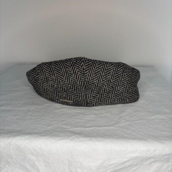 STETSON Wool Blend Flat Cap Mens M Black Gray - Picture 4 of 9